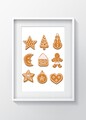 Tablou decorativ Gingerbread, Oyo Kids, 29x24 cm, lemn/MDF, multicolor