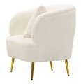 Fotoliu cu perna decorativa Soffy, Mauro Ferretti, 73x66x78 cm, lemn de pin/piele ecologica, alb/auriu