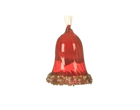 Glob bell-christmas red, decoris, h6.7 cm, sticla, rosu