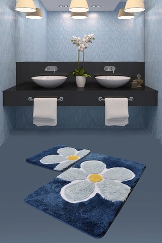 Set covoraș de baie (2 bucăți), Chilai Home, Flower, Acril, Multicolor