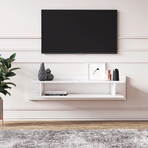 Comoda tv, minima, lucio, 120x30x30 cm, alb