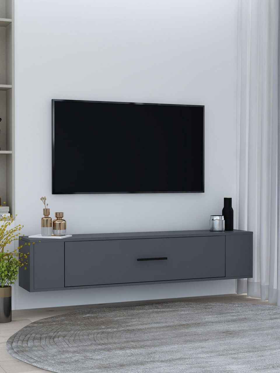 Comoda TV, Hanah Home, Restos, 120x33.2x26.4 cm, PAL , Antracit - view 2