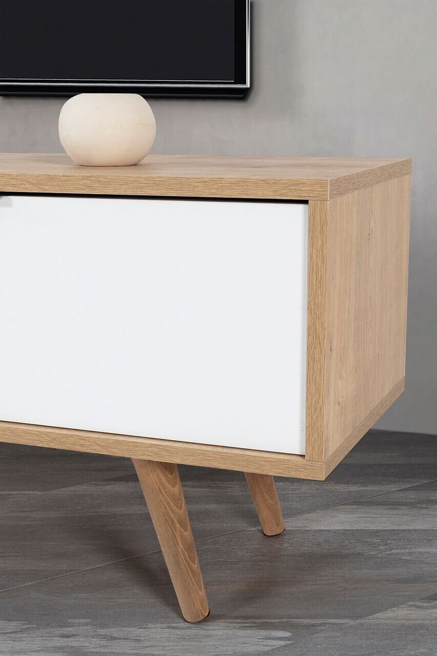 Comoda TV, Hanah Home, Venüs 3640, 160x46x35 cm, PAL, Stejar Safir / Alb — imaginea 5