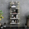Biblioteca, Hadley, Piante 541HDL1311, 60 x 174 x 22 cm, pal melaminat, alb/auriu