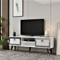 Comoda TV, Olivia, Lidya, Alb / Argintiu