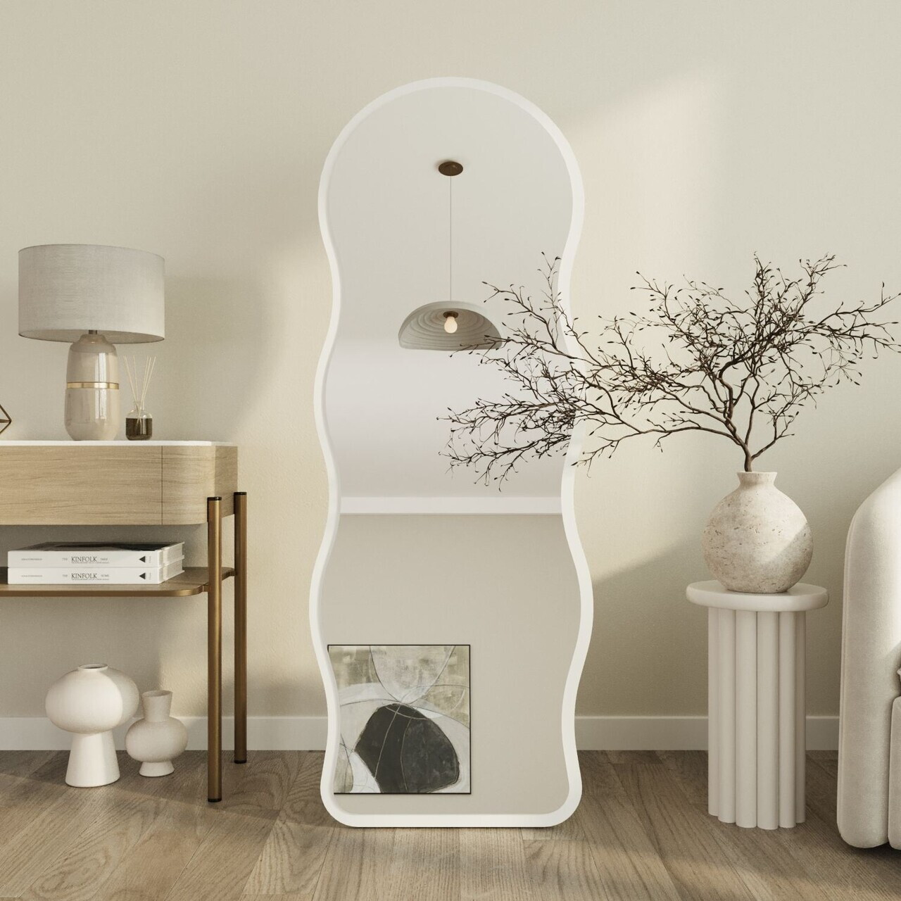 Oglinda Cheval, Hanah Home, Asial, 50x160x2.2 cm, Alb — imaginea 2