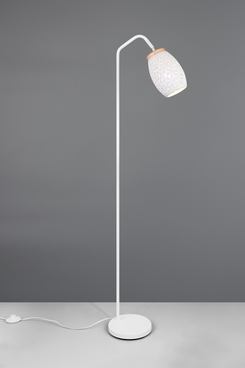 Lampadar Bidar, RL, 22x147 cm, 10W, 1x E27, metal, alb mat/natur - 1 | YEO