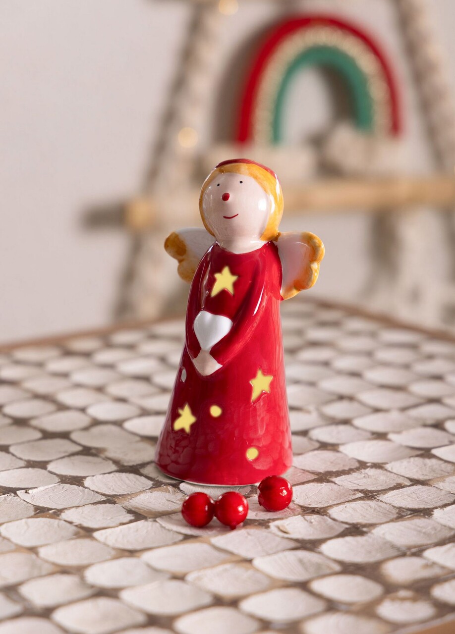 Decoratiune, SUS0164, 8x6x14 cm, Ceramica, Rosu/Alb - view 8