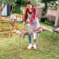 Gratar pliabil din otel inoxidabil pentru carbune ExelQ, InnovaGoods, 81 x 33 x 73 cm