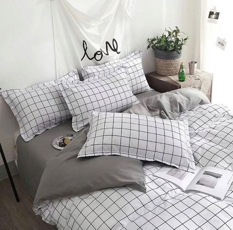 Lenjerie de pat dubla, meridyen - gray, enlora home, bumbac ranforce