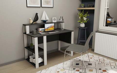 Birou, retricy, queens, 120x59.6x95.2 cm, pal, antracit/alb