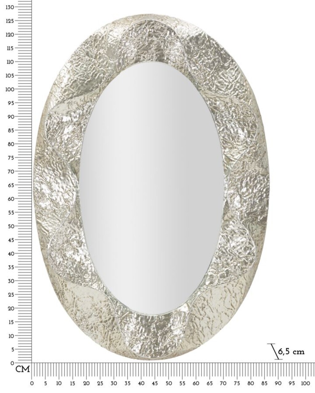 Oglinda de perete Argelux Oval, Mauro Ferretti, 87.5x128 cm, fier/MDF, argintiu - 1 | YEO