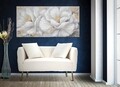 Tablou decorativ Gold Flower, Mauro Ferretti, 140x70 cm, canvas pictat manual, multicolor