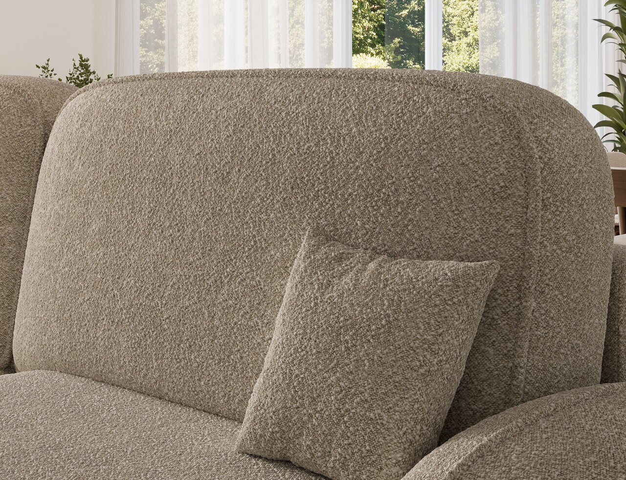 Coltar extensibil stanga 3 locuri ELTAP, Tesalia, 240x150x93 cm, lemn/tesatura boucle, bej inchis — imaginea 8