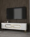 Comoda TV, Olivia, Retrop3, Alb/Auriu