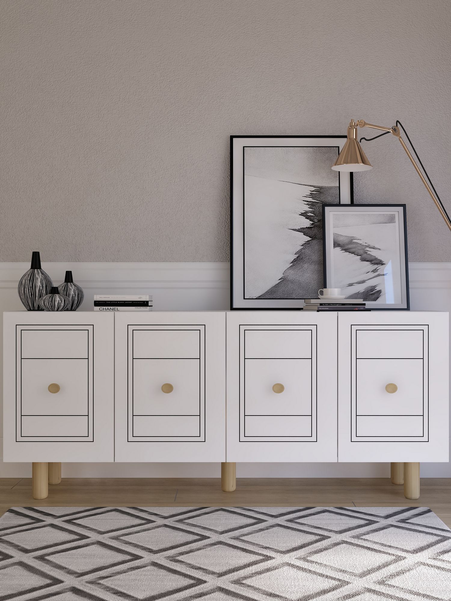 Consola, Hanah Home, Dario Bohem, 150x75x35 cm, PAL , Alb