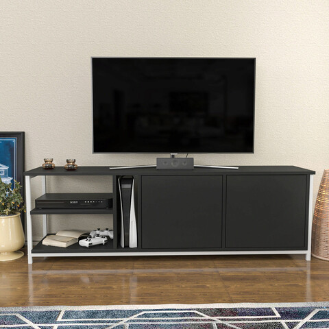 Comoda tv, retricy, primrose, 160x35.3x50.8 cm, pal, alb / antracit