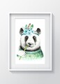 Tablou decorativ Panda, Oyo Kids, 29x24 cm, lemn/MDF, multicolor