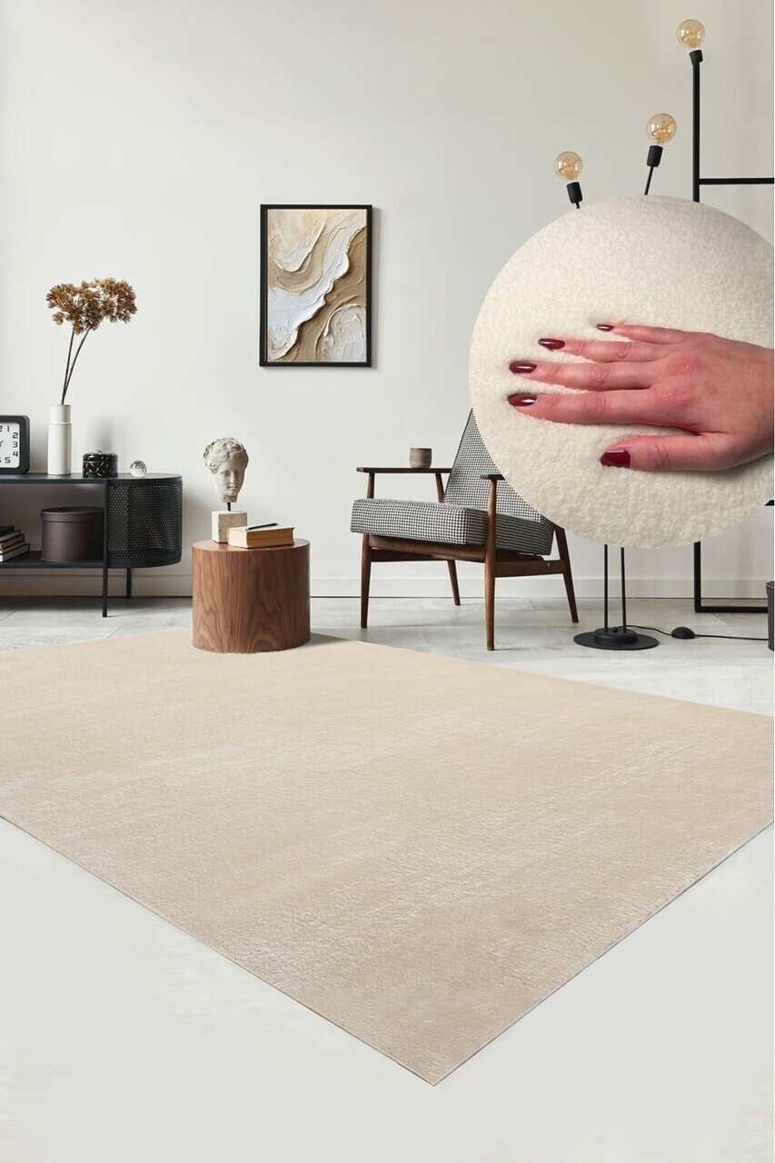 Covor, CLR-PUFFY-BEJ-12, 100x150 cm, Poliester, Bej — imaginea 2