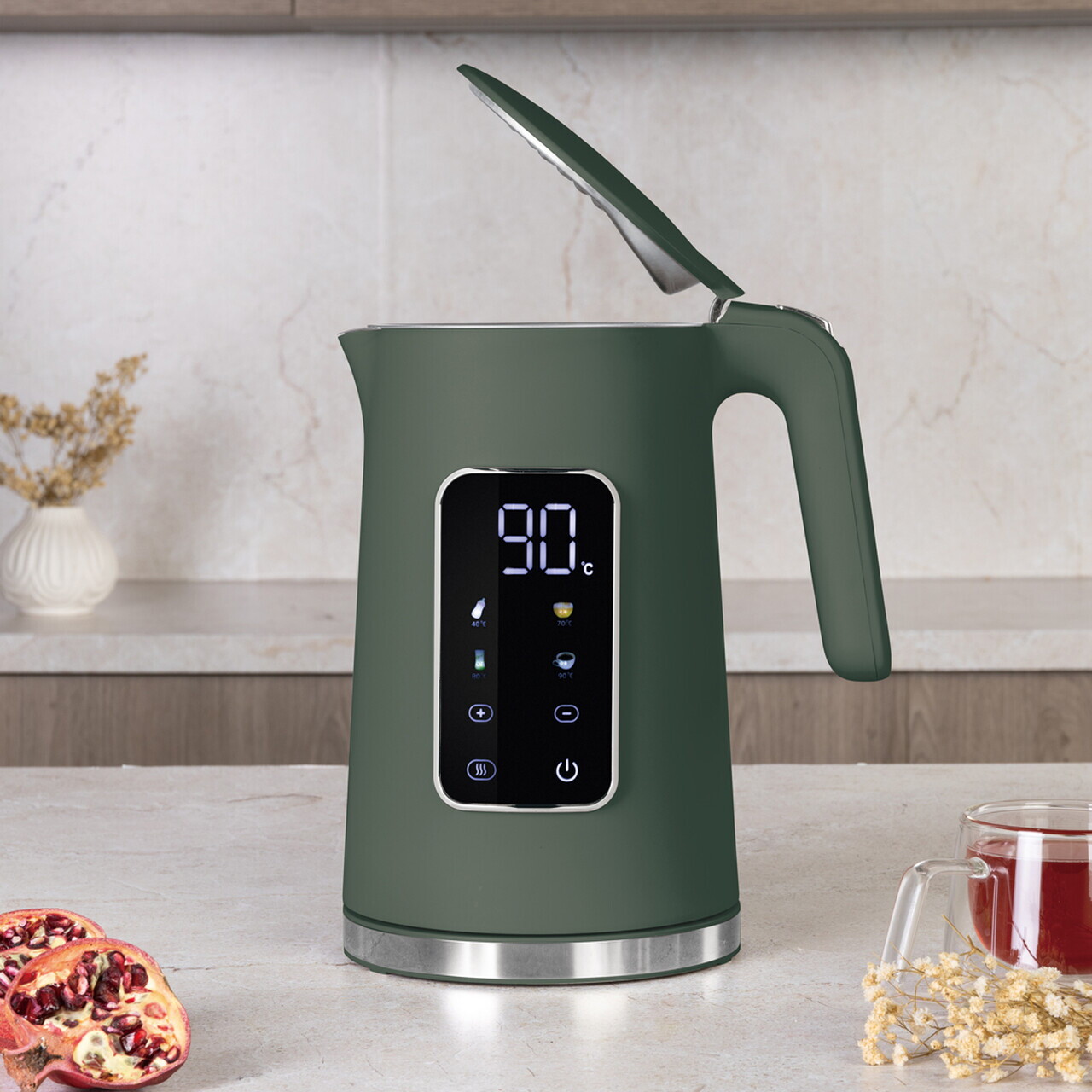 Ceainic electric digital Berlinger Haus, Matte Green, 1.7 L, plastic/inox, verde mat - imagine 4
