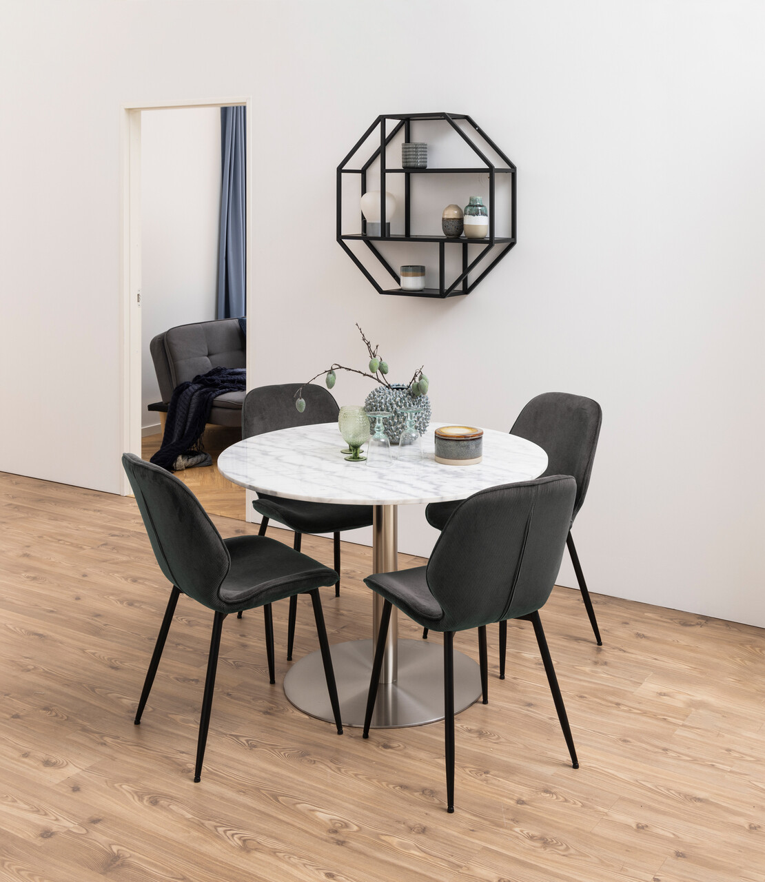 Scaun Femke, Actona, 47.5x57.5x85 cm, tesatura corduroy/otel, antracit - view 7