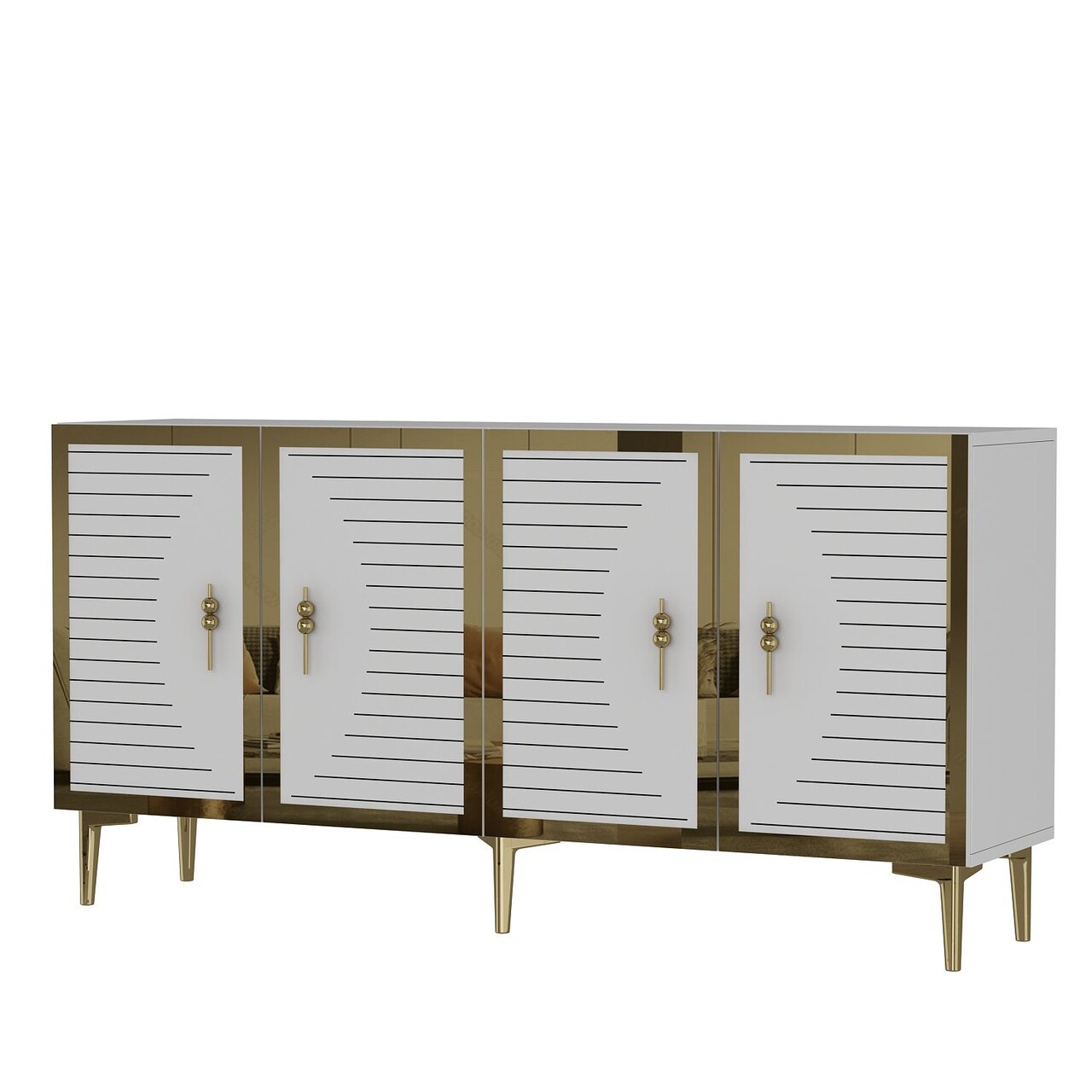 Consola, Hanah Home, Tuna, 150x75x32 cm, PAL , Alb/Auriu - view 4