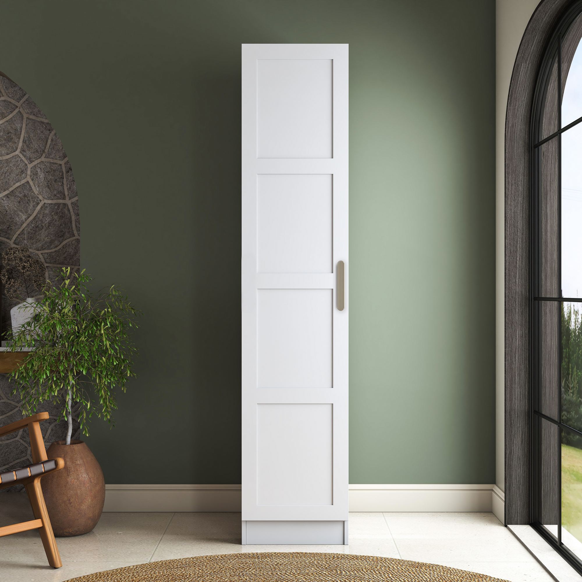 Dulap pentru haine, Hanah Home, BA218, 45x210x57.5 cm, PAL MELAMINAT CALITATE E1, Alb