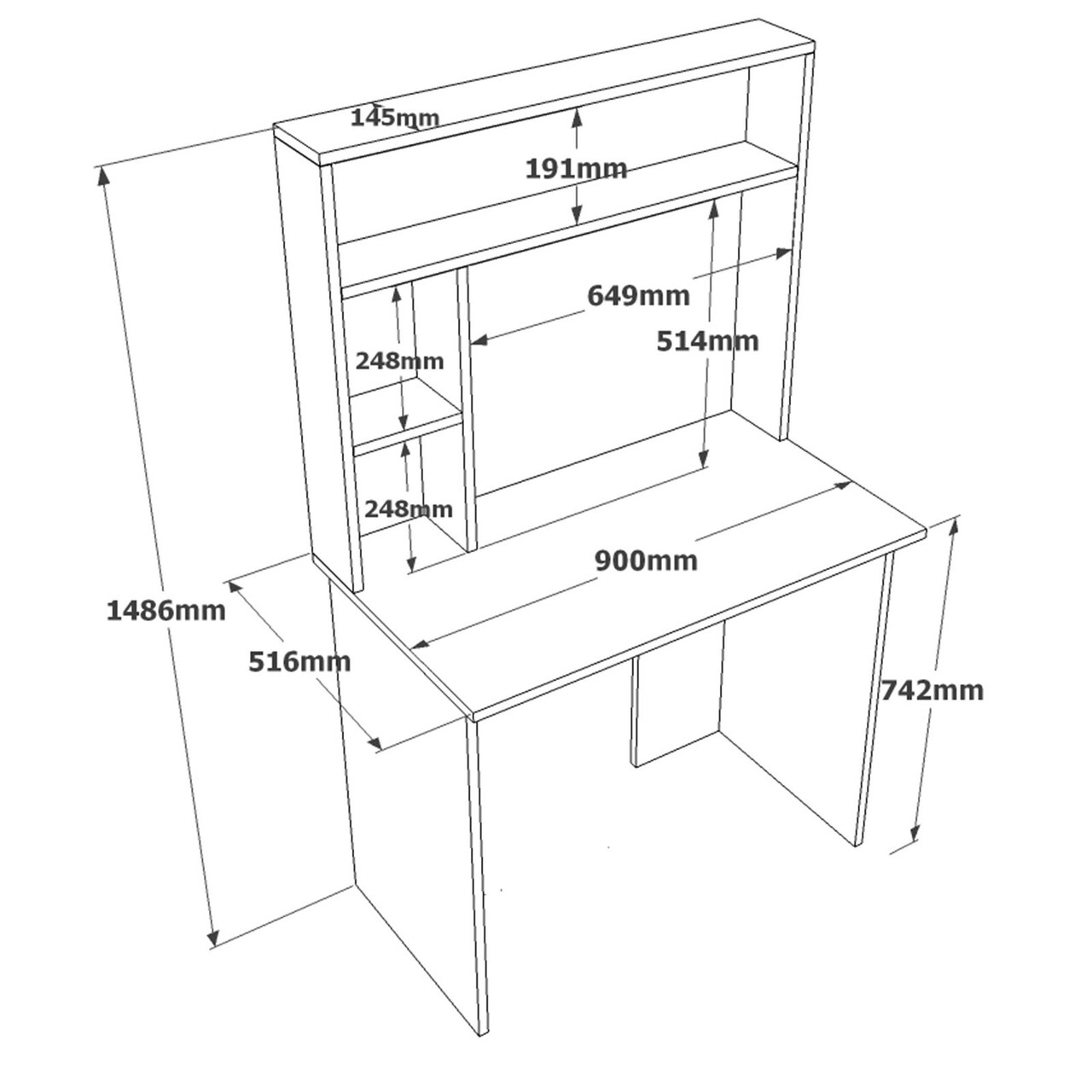 Birou, Locelso, BR2-AW, 90x148.6x51.6 cm, Pin Atlantic / Alb