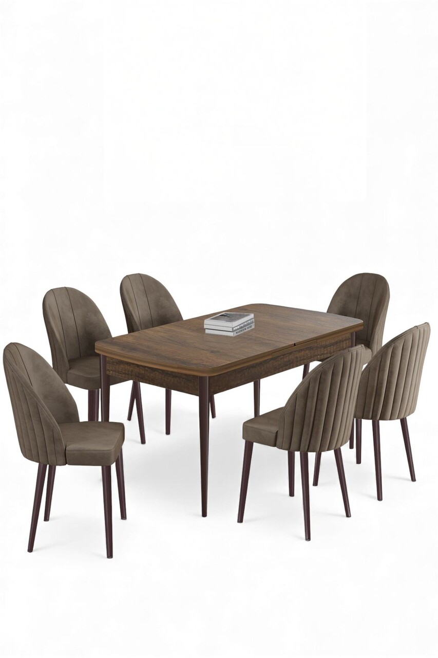 Set masa extensibila si scaune, Hanah Home, Enya, Baroc / Cappuccino - view 2