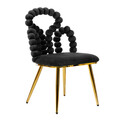 Scaun Bubble Beam, Homla, 56.5x52x87 cm, metal/catifea din poliester, negru/auriu