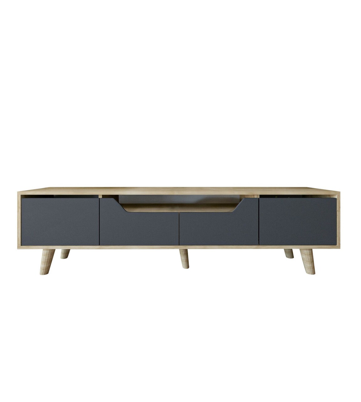 Comoda TV, Hanah Home, Roma 180, 180x48x29.8 cm, PAL, Stejar safir / Antracit - imagine 4