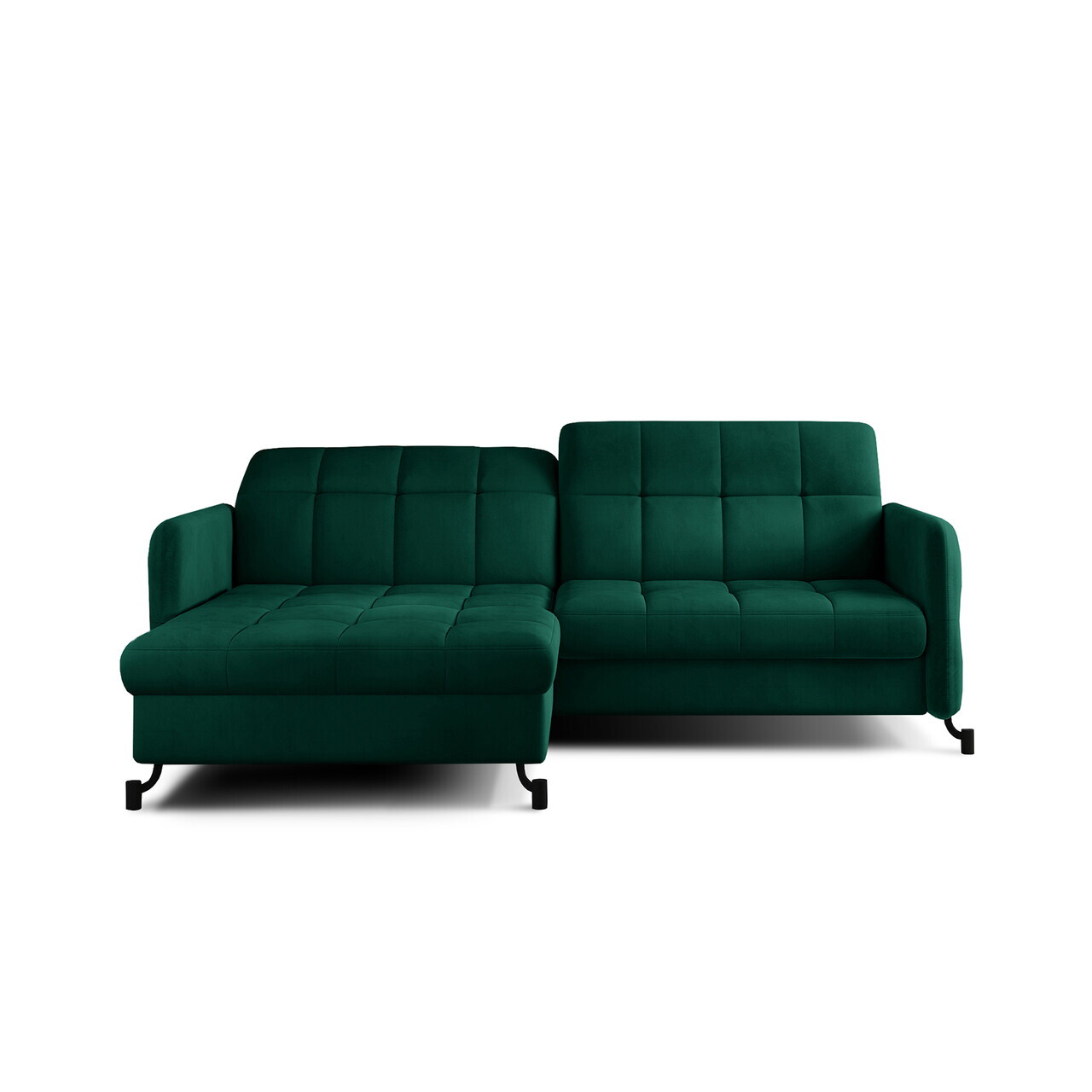 Set coltar extensibil stanga 3 locuri si taburet ELTAP, Lor_LP_03, Lorelle, 225x160x105 cm / 100x70x45 cm, lemn/poliester, verde inchis - view 2