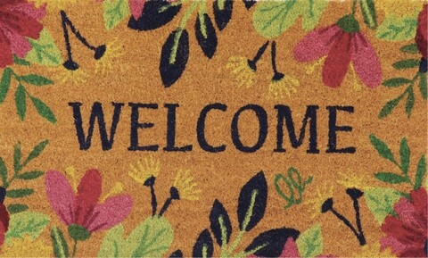 Covoras de intrare, Olivo Tappeti, Joy 13, Welcome, 40 x 60 cm, fibra cocos, multicolor