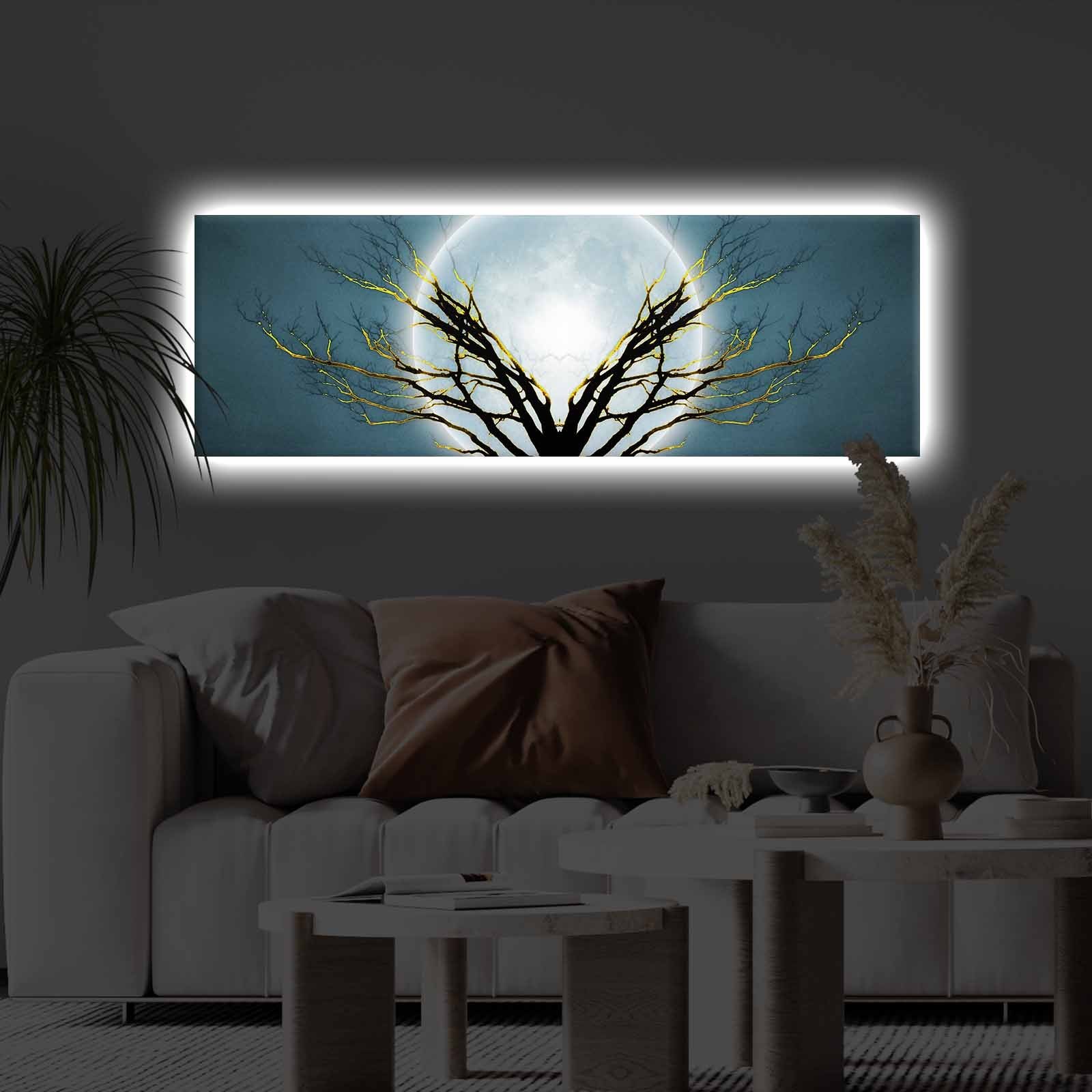 Tablou decorativ cu lumina LED, 3090KTLGDACT, PÂNZĂ DE POLIESTER, 30 x 90 cm, Multicolor