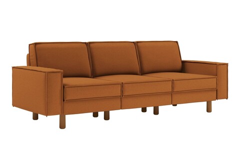 Canapea 3 locuri, Atelier del Sofa, 918CMF1249, Cadru: 100% OȚEL, Caramel / Nucă