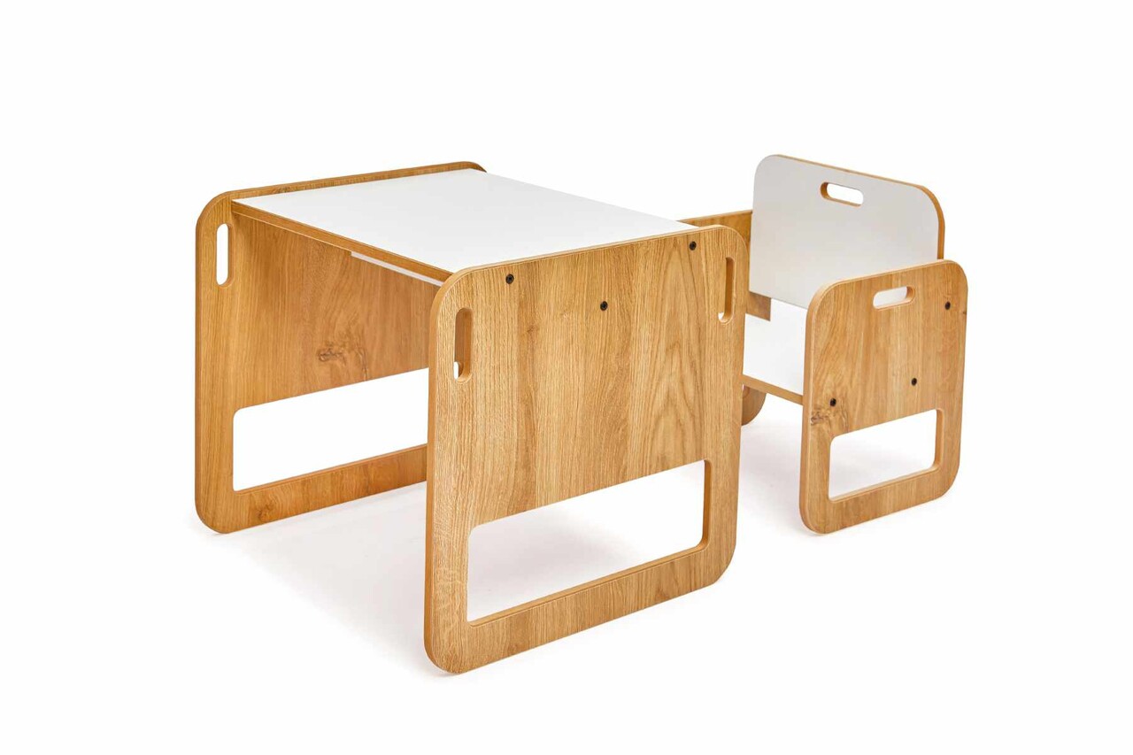 Set masa si scaun pentru copii, Hanah Home, Sparrow, Alb / Natural - view 2