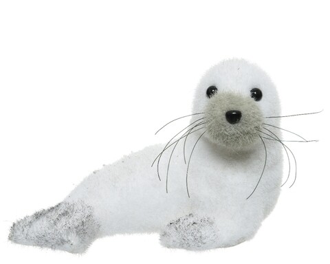Decoratiune Seal with glitters, Decoris, 14x22x15 cm, spuma, alb