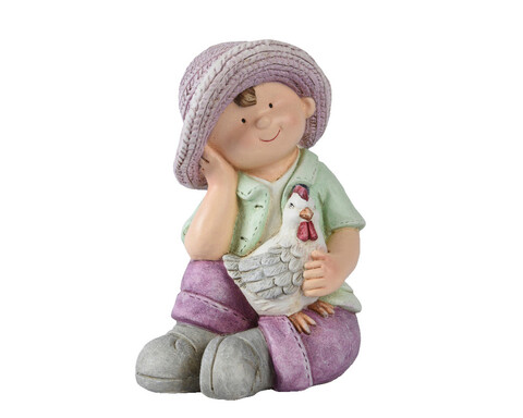 Decoratiune de gradina Boy, Decoris, 22 x 17.5 x 30.5 cm, polimagneziu, multicolor