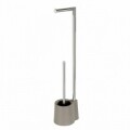 Suport hartie igienica si perie de toaleta Allstar Girona, Wenko, 16 x 69.5 cm, inox/polipropilena, taupe