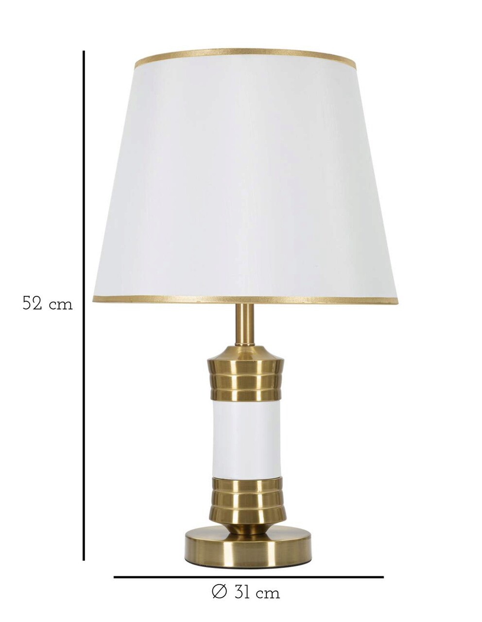 Lampa de masa Whity, Mauro Ferretti, Ø31 x 52 cm, 1 x E27, 40W, fier/textil, auriu/alb