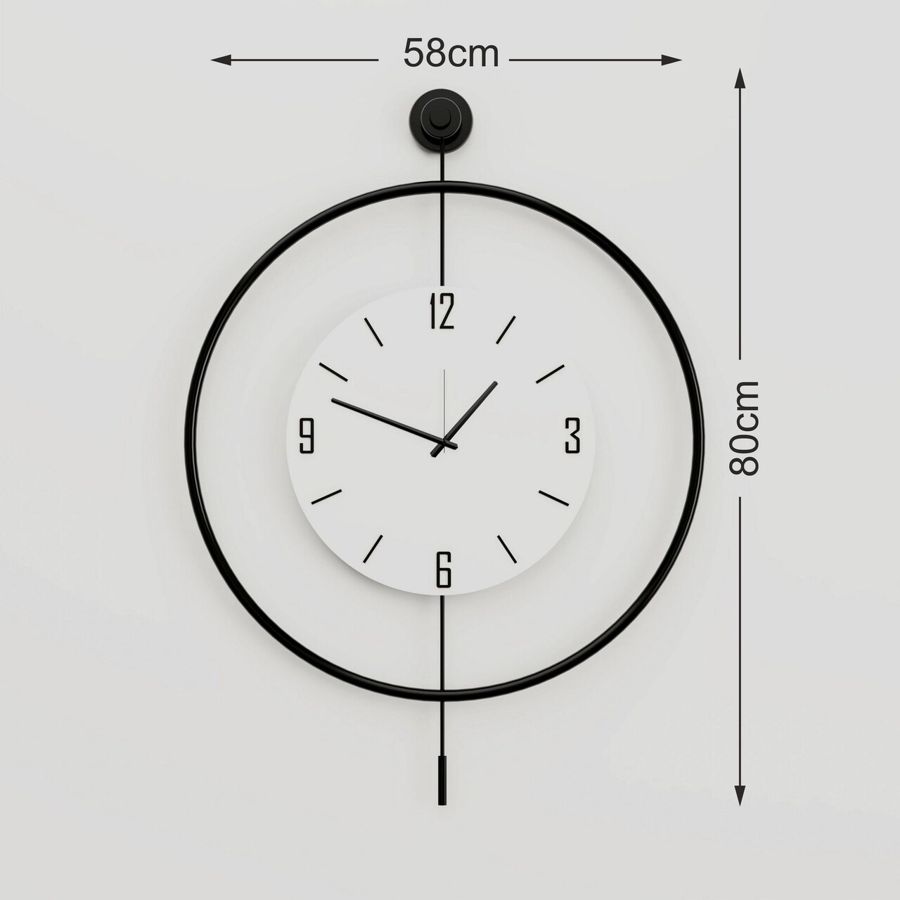 Ceas de perete, Mclock-00112, Lățime: 58 cm Înălțime: 80 cm Adâncime: 7 cm, Negru - view 3