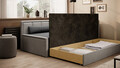 Canapea extensibila brat dreapta 3 locuri, ELTAP, Fulgeo, 214x82x77 cm, lemn/catifea din poliester, gri inchis/gri deschis