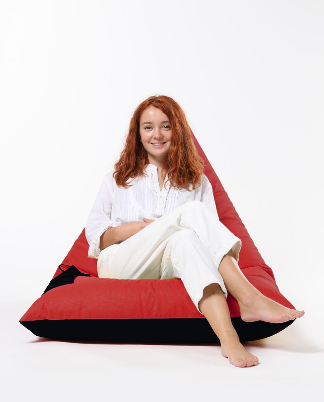 Fotoliu Puf, Bean Bag Ferndale, Pyramid Double Color, 145 Cm, Poliester Impermeabil, Rosu/negru