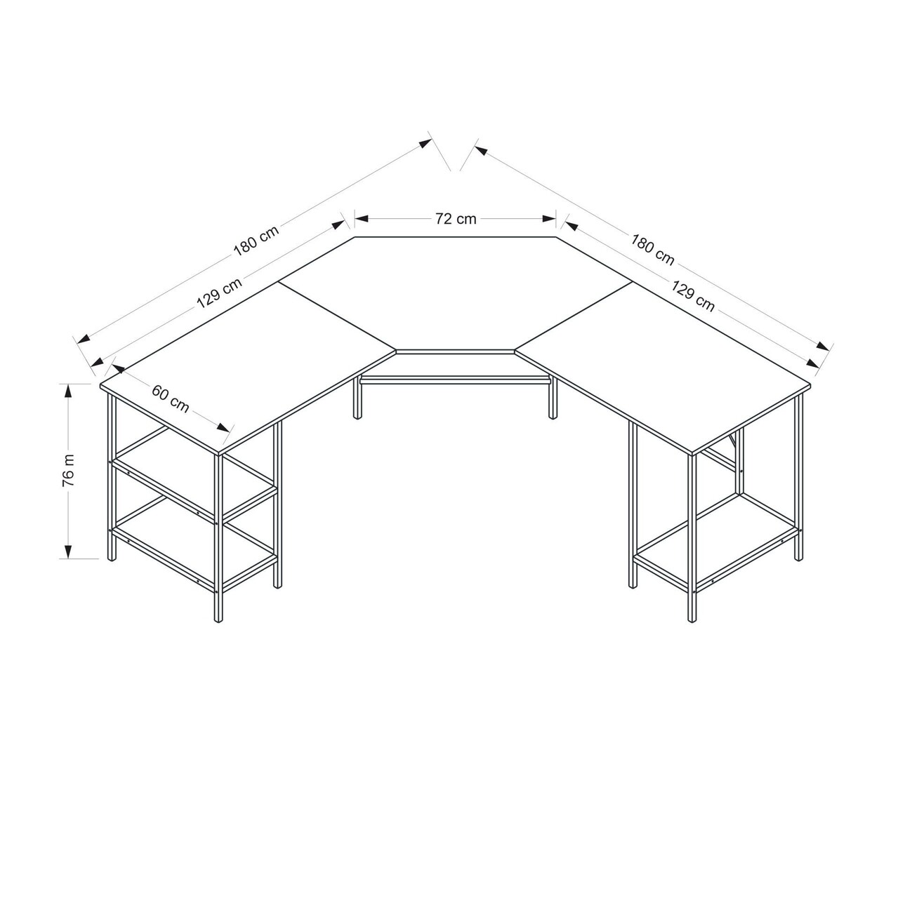 Birou, Minerva, Power L, 180x76x60 cm, PAL, Alb