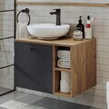 Dulap de baie cu chiuvetă, Hanah Home, 2452, 65x58x45 cm, MDF, Pin Atlantic / Antracit