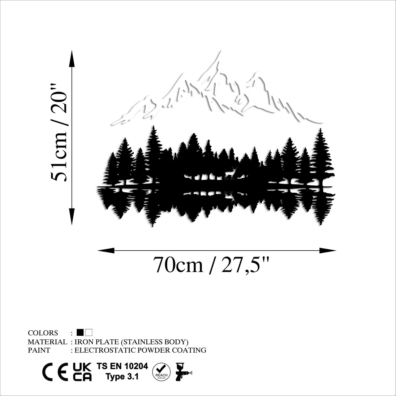 Decoratiune de perete, Nature And Mountain, Dimensiune: 62 x 22 cm (1 bucată), Alb/Negru - view 6