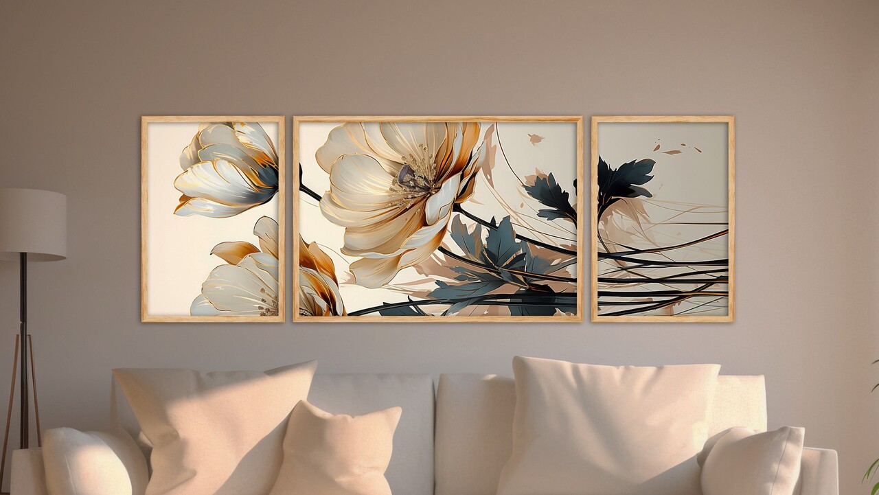 Set 3 tablouri decorative, Huhu303, Cadru: 100% LEMN MASIV (Grosime: 2 cm), Multicolor - view 2