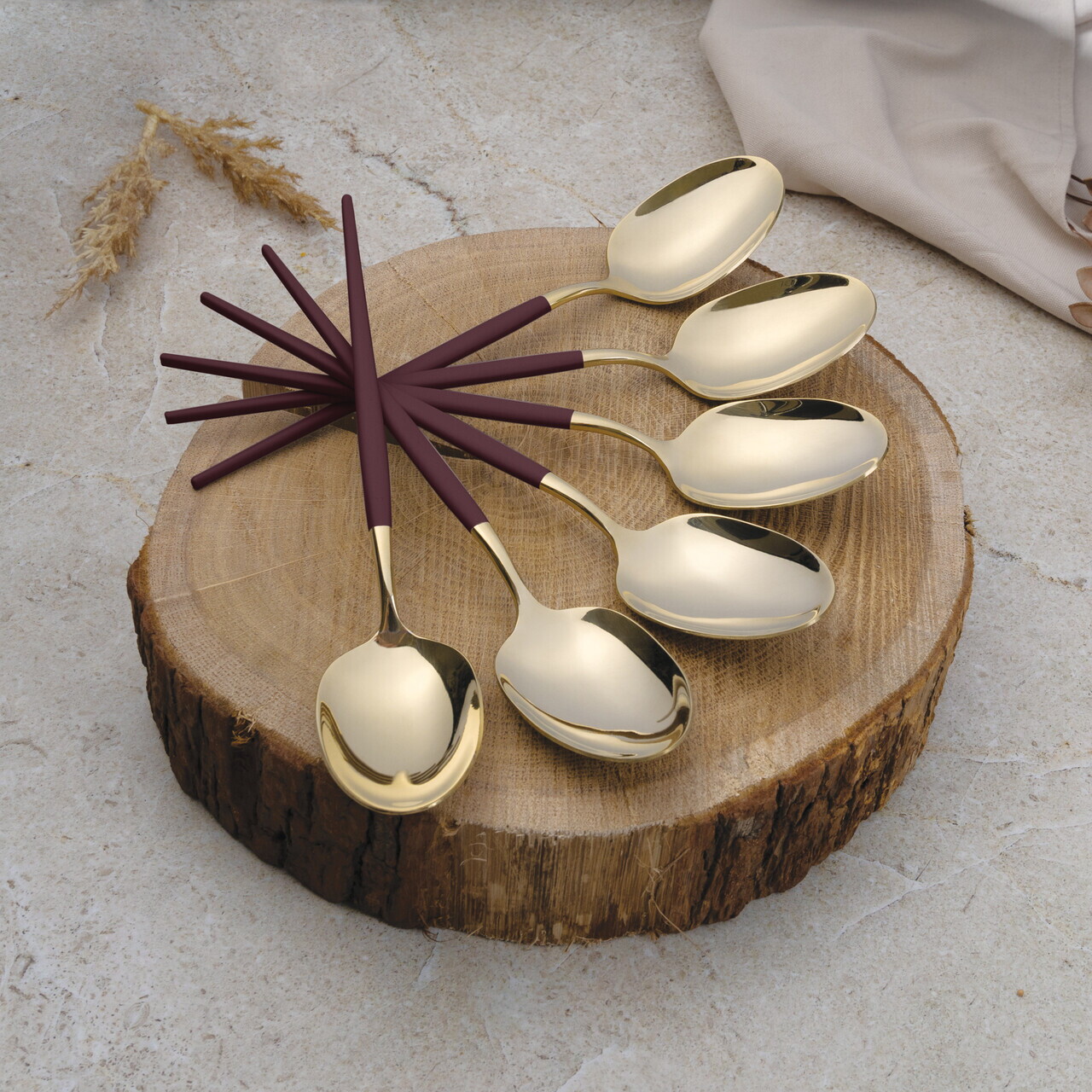 Set tacamuri 24 piese Berlinger Haus, Leonardo, inox, visiniu/sampanie - imagine 6