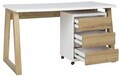 Birou cu dulap lateral ADRK, Iwo II, 135x115x75.2 cm, PAL laminat, alb/artisan