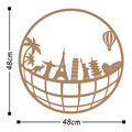 Decoratiune de perete, World Map Metal Decor 5, Metal, Dimensiune: 48 x 48 cm, Cupru